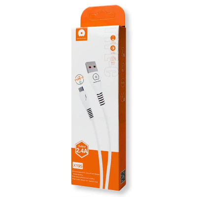 Кабель WUW-X195 USB Type-C 2,4A 1m white Кабель WUW-X195 USB Type-C 2,4A 1m white
