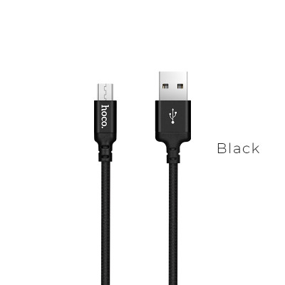 Кабель HOCO X14 USB to Micro 2A, 2m, nylon, aluminum connectors, Black Кабель HOCO X14 USB to Micro 2A, 2m, nylon, aluminum connectors, Black