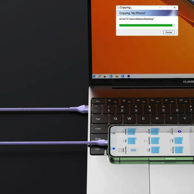 Кабель Baseus Flash Series Ⅱ One-for-three Fast Charging Data Cable USB to M+L+C 66W 1.2m Purple