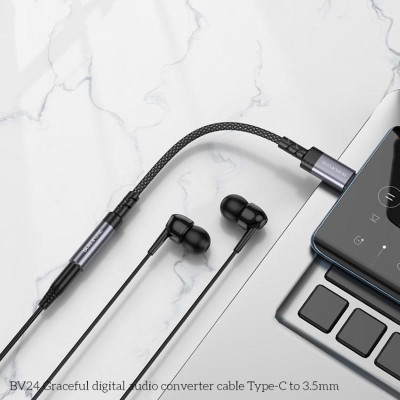 Перехідник BOROFONE BV24 Graceful digital audio converter cable Type-C to 3.5mm Metal Grey Перехідник BOROFONE BV24 Graceful digital audio converter cable Type-C to 3.5mm Metal Grey