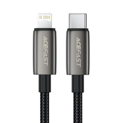 Кабель ACEFAST C23-01, USB to iP, 30W,1.2m, Nylon, Zinc alloy + TPE connectors, Black
