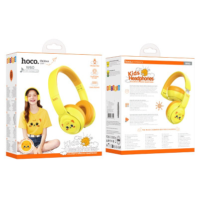 Бездротові накладні навушники HOCO W60 Rhyme BT headphones for children Sun Yellow