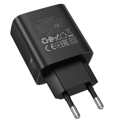 Мережевий зарядний пристрій BOROFONE BA97A Ilustre single-port PD30W charger with digital display (EU) Black Мережевий зарядний пристрій BOROFONE BA97A Ilustre single-port PD30W charger with digital display (EU) Black