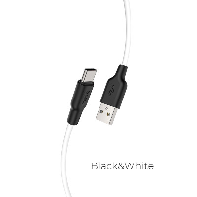 Кабель HOCO X21 Plus USB to Type-C 3A, 1m, silicone, silicone connectors, Black+White Кабель HOCO X21 Plus USB to Type-C 3A, 1m, silicone, silicone connectors, Black+White