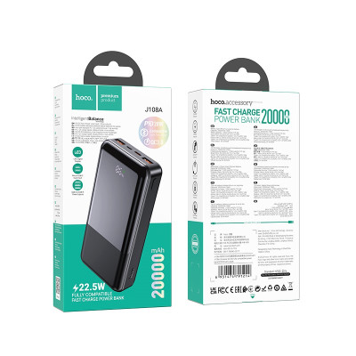 Зовнішній акумулятор HOCO J108A Universe 22.5W fully compatible power bank(20000mAh)Black