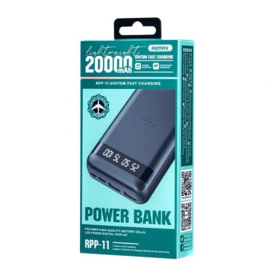 Зовнішній акумулятор REMAX Hintom 2.4A Fast Charging Power Bank 20000mAh RPP-11 Black Зовнішній акумулятор REMAX Hintom 2.4A Fast Charging Power Bank 20000mAh RPP-11 Black