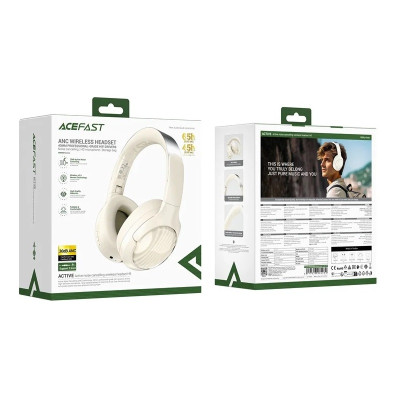 Бездротові накладні навушники ACEFAST H5 active noise cancelling wireless headset Milky White