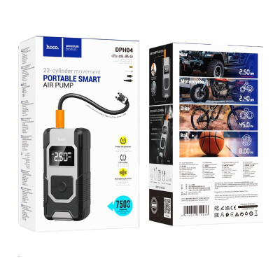 Автомобільний насос HOCO DPH04 Car portable smart air pump Black