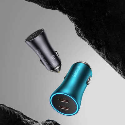 Автомобільний зарядний пристрій Baseus Golden Contactor Pro Dual Fast Charger Car Charger C+C 40W Blue Автомобільний зарядний пристрій Baseus Golden Contactor Pro Dual Fast Charger Car Charger C+C 40W Blue