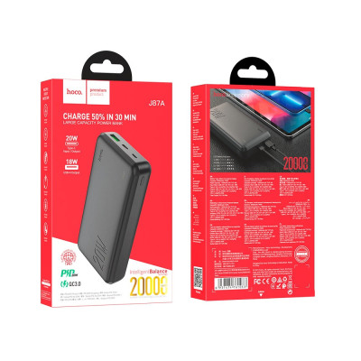 Внешний аккумулятор HOCO J87A Tacker PD20W+QC3.0 power bank(20000mAh) Black