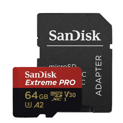 Карта пам'яті microSDXC (UHS-1 U3) SanDisk Extreme Pro A2 64Gb class 10 V30 (R200MB/s,W90MB/s) (adapter) Карта пам'яті microSDXC (UHS-1 U3) SanDisk Extreme Pro A2 64Gb class 10 V30 (R200MB/s,W90MB/s) (adapter)