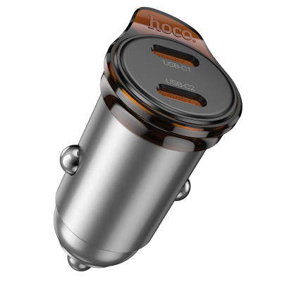 Автомобільний зарядний пристрій HOCO NZ16B Rigorous PD45W(2C) car charger Metal Grey Автомобільний зарядний пристрій HOCO NZ16B Rigorous PD45W(2C) car charger Metal Grey