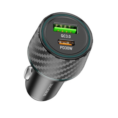 Автомобільний зарядний пристрій BOROFONE BZ21 Brilliant 48W dual port PD30W+QC3.0 car charger Black Автомобільний зарядний пристрій BOROFONE BZ21 Brilliant 48W dual port PD30W+QC3.0 car charger Black