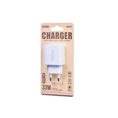 Мережевий зарядний пристрій REMAX Kiddy Series 33W 1C Fast Charger RP-U121 EU-White Мережевий зарядний пристрій REMAX Kiddy Series 33W 1C Fast Charger RP-U121 EU-White