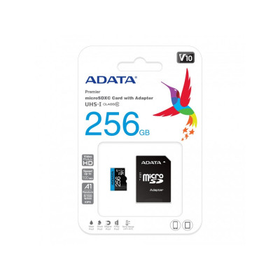 Карта пам'яті microSDXC (UHS-1) A-DATA Premier 256Gb Class 10 А1 (R-100Mb/s)  (adapter SD)
