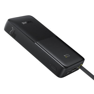 Зовнішній акумулятор Baseus Bipow 2 Digital Display Power Bank With Built-in USB-C Cable 20000mah 20W Cluster Black
