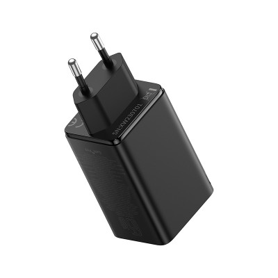 Мережевий зарядний пристрій з кабелем Baseus GaN6 Pro Fast Charger 2C+2U 65W  EU Cluster Black((With Type-C to Type-C 100W(20V/5A) 1m Black）