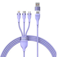 Кабель Baseus Flash Series Ⅱ Two-for-three Charging Cable U+C to M+L+C 100W 1.2m Purple Кабель Baseus Flash Series Ⅱ Two-for-three Charging Cable U+C to M+L+C 100W 1.2m Purple