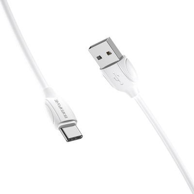 Кабель BOROFONE BX19 USB to Type-C 3A, 1m, PVC, TPE connectors, White Кабель BOROFONE BX19 USB to Type-C 3A, 1m, PVC, TPE connectors, White