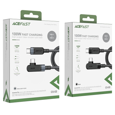 Кабель ACEFAST C5-03 USB-C to USB-C 100W right angled aluminum alloy 2m Black Кабель ACEFAST C5-03 USB-C to USB-C 100W right angled aluminum alloy 2m Black