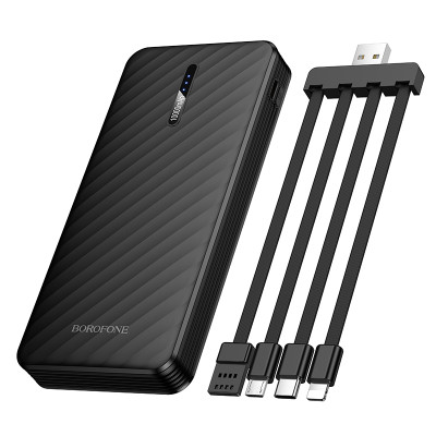 Зовнішній акумулятор BOROFONE BJ84 Smooth power bank with four cables(10000mAh) Black