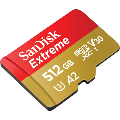 Карта пам'яті microSDXC (UHS-1 U3) SanDisk Extreme A2 512Gb class 10 V30 (R190MB/s,W130MB/s) (adapter SD)
