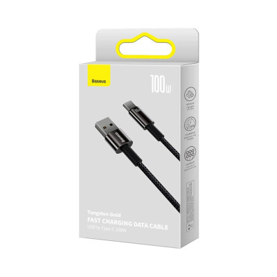 Кабель Baseus Tungsten Gold Fast Charging Data Cable USB to Type-C 100W 1m Black Кабель Baseus Tungsten Gold Fast Charging Data Cable USB to Type-C 100W 1m Black