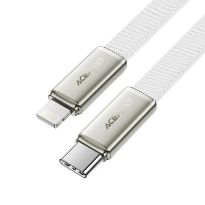 Кабель ACEFAST C24-01, USB to iP, 30W, 1.2m, Braided wire, Zinc alloy + TPE connectors, White Кабель ACEFAST C24-01, USB to iP, 30W, 1.2m, Braided wire, Zinc alloy + TPE connectors, White