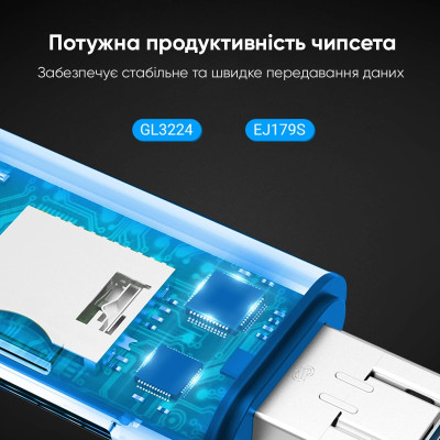 Кардридер Vention USB3.0 Multi-function Card Reader Gray Metal Type (CCHH0)