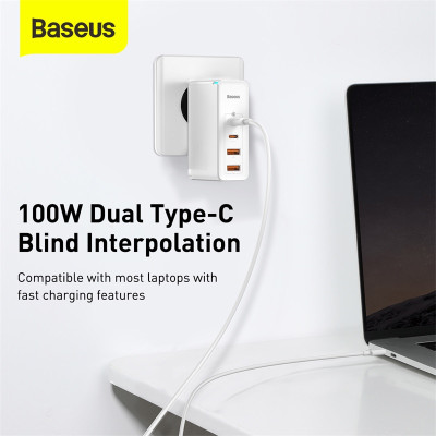 Мережевий зарядний пристрій Baseus GaN2 Pro Quick Charger 2C+2U 100W EU White