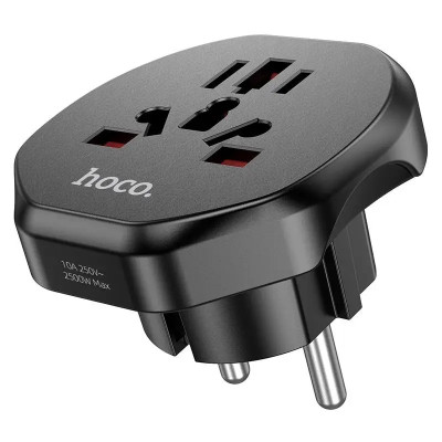 Мережевий адаптер HOCO AC6 Unimpeded universal conversion plug Black Мережевий адаптер HOCO AC6 Unimpeded universal conversion plug Black