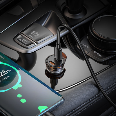 Автомобільний зарядний пристрій HOCO NZ16B Rigorous PD45W(2C) car charger Metal Grey Автомобільний зарядний пристрій HOCO NZ16B Rigorous PD45W(2C) car charger Metal Grey