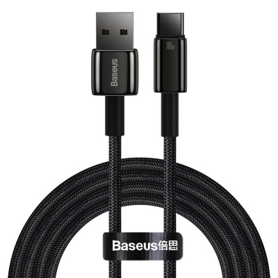 Кабель Baseus Tungsten Gold Fast Charging Data Cable USB to Type-C 100W 1m Black Кабель Baseus Tungsten Gold Fast Charging Data Cable USB to Type-C 100W 1m Black