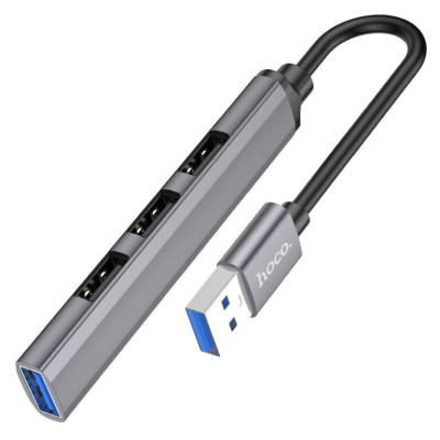 USB-хаб HOCO HB26 4 in 1 adapter(USB to USB3.0+USB2.0*3) Metal Gray USB-хаб HOCO HB26 4 in 1 adapter(USB to USB3.0+USB2.0*3) Metal Gray