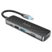 USB-Hub HOCO HB24 Easy display Type-C multifunction adapter(HDTV+USB3.0+USB2.0+SD+TF+PD) Metal Gray