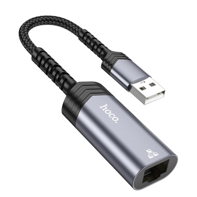 Кабель-перехідник HOCO UA26 USB ethernet adapter(100 Mbps) Metal Gray Кабель-перехідник HOCO UA26 USB ethernet adapter(100 Mbps) Metal Gray