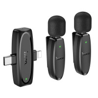 Бездротова мікрофонна система HOCO L15 Dual-mic clip-on wireless digital microphone (iP/Type-C) Black