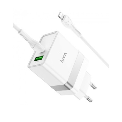Мережевий зарядний пристрій HOCO N21 Extension speed PD30W+QC3.0 charger set(C to iP) White