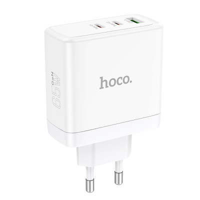 Мережевий зарядний пристрій HOCO N30 Glory PD65W three-port(2C1A) fast charger White Мережевий зарядний пристрій HOCO N30 Glory PD65W three-port(2C1A) fast charger White