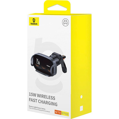 Автотримач для телефона з БЗП Baseus LightChaser Series Triple-Coil Wireless Charging Electric Car Mount Cluster Black