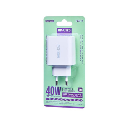 Мережевий зарядний пристрій REMAX Kiddy Series 40W 1A+2C Fast Charger RP-U123 EU-White Мережевий зарядний пристрій REMAX Kiddy Series 40W 1A+2C Fast Charger RP-U123 EU-White