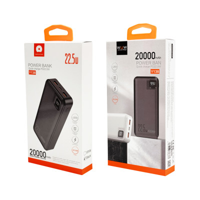 Зовнішній акумулятор WUW Y138 （PD22.5W quick charge) 20000mAh Black