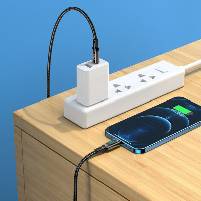 Кабель HOCO S51 Type-C to iP 20W, 1,2m, nylon, zinc+TPE connectors, Black