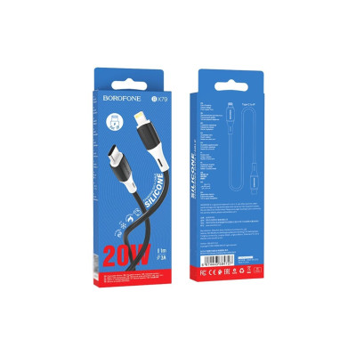 Кабель BOROFONE BX79 Type-C to iP 3A, 20W, 1m,, silicone, silicone connectors, Black