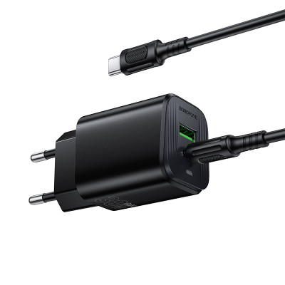 Мережевий зарядний пристрій BOROFONE BAS85A Star PD30W+QC3.0 charger set (C to C) (EU) Black