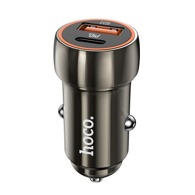 Автомобільний зарядний пристрій HOCO Z46A Blue whale PD20W+QC3.0 car charger Metal Gray Автомобільний зарядний пристрій HOCO Z46A Blue whale PD20W+QC3.0 car charger Metal Gray
