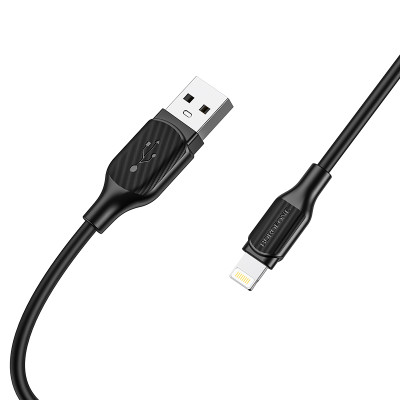Кабель BOROFONE BX42 USB to iP 2.4A, 1m, silicone, TPE connectors, Black Кабель BOROFONE BX42 USB to iP 2.4A, 1m, silicone, TPE connectors, Black