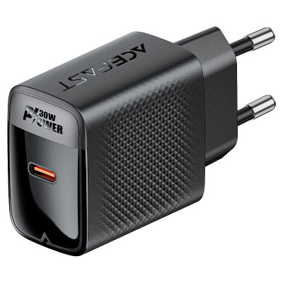 Мережевий зарядний пристрій ACEFAST A102 PD30W GaN single USB-C charger (EU) Black