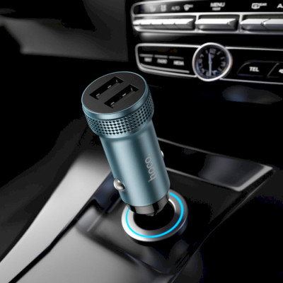 Автомобільний зарядний пристрій HOCO Z49 Level dual port car charger Metal Gray Автомобільний зарядний пристрій HOCO Z49 Level dual port car charger Metal Gray