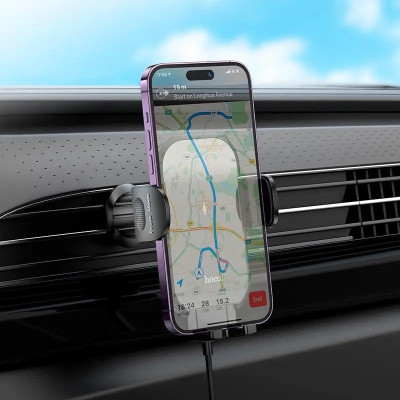 Автотримач для телефона з БЗП HOCO HW4 Journey wireless fast charging car holder(air outlet) Black Автотримач для телефона з БЗП HOCO HW4 Journey wireless fast charging car holder(air outlet) Black